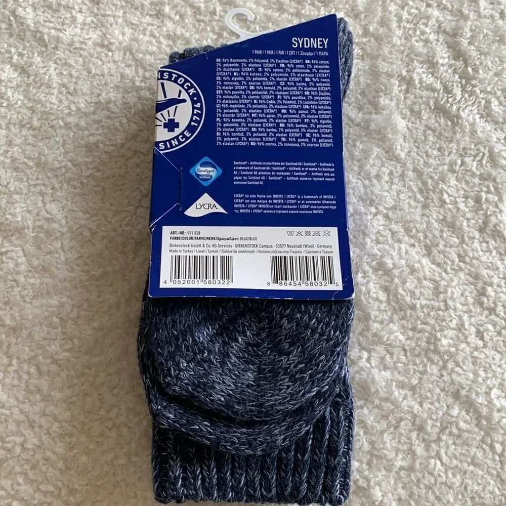 NWT Birkenstock Unisex Blue Sydney‎ Socks US L8-L11.5 / M6-M9.5 EU 39-42 GIFT